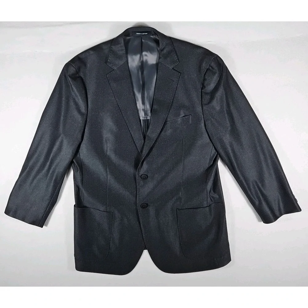 Awearness Kenneth Cole Slim Fit‎ Stretch Dark Gray Glen Plaid 44R Sport Coat